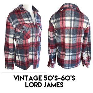 Lord James Mens Plaid Button Down Wool Blend Flannel Shirt S-Vintage…Very RARE!